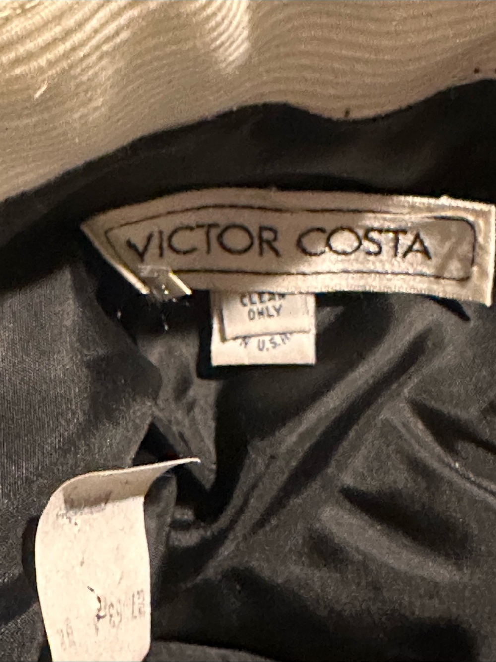 VTG 80s Victor Costa Strapless Peplum Dress Black White Trim Cocktail Mini XS - Picture 8 of 16